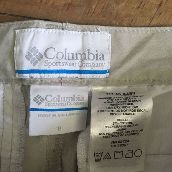 Columbia tan size 8 drawstring hem cropped Y2K cargo pants - Picture 2 of 3